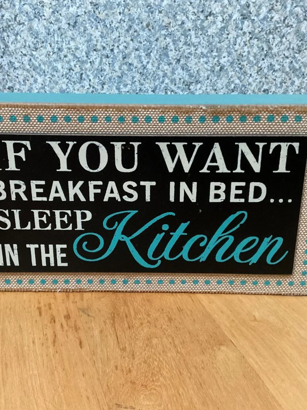 Farmhouse Kitchen Wooden Block Sign Breakfast in Bed Quote